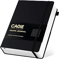 Vista 30 de CAGIE Cuaderno de cuadrícula de cuadrícula con puntos y balas, color negro A5