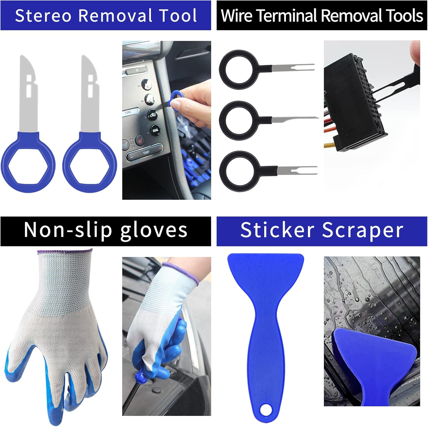 Auto Trim Removal Tool Kit, Wetado Car Panel Door Audio Trim Removal Tool Kit, 25 Pack Fastener Remover Pry Tool Set with Storage Bag for Removal of Car Door Clip Panels Fasteners (Blue)