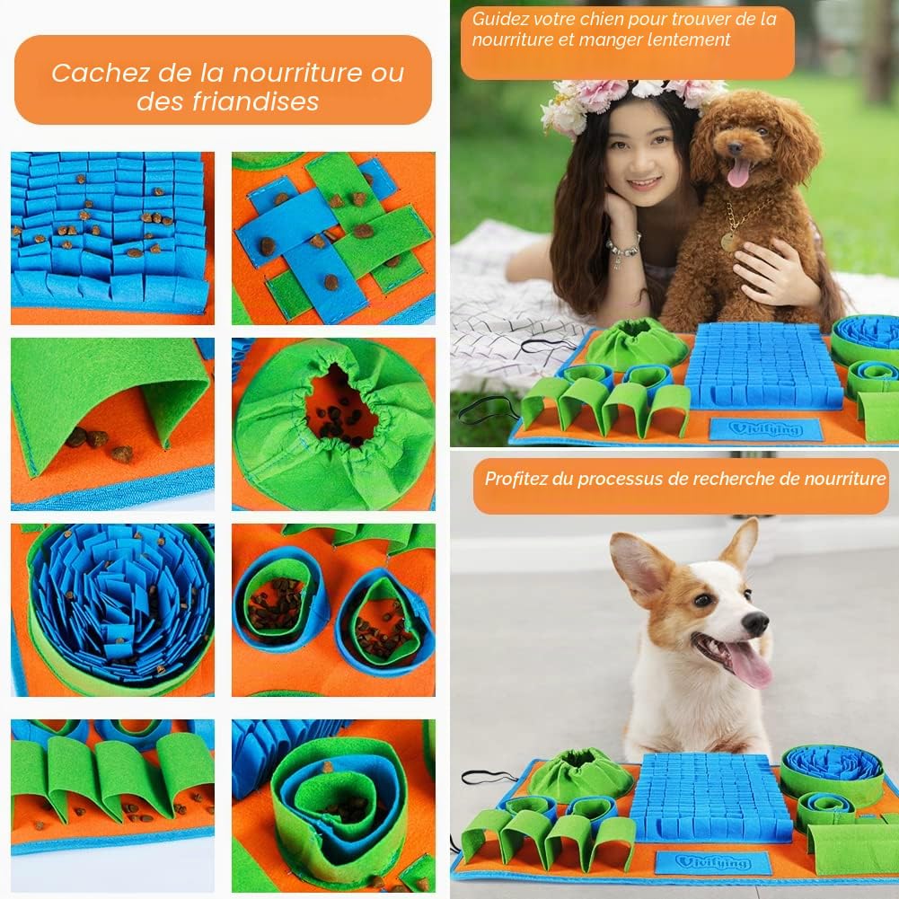 Vivifying Tapis à renifler pour chiens, jeu d'alimentation interactif pour l'ennui et la stimulation mentale, tapis d'alimentation pour chien encourage les compétences naturelles de recherche de