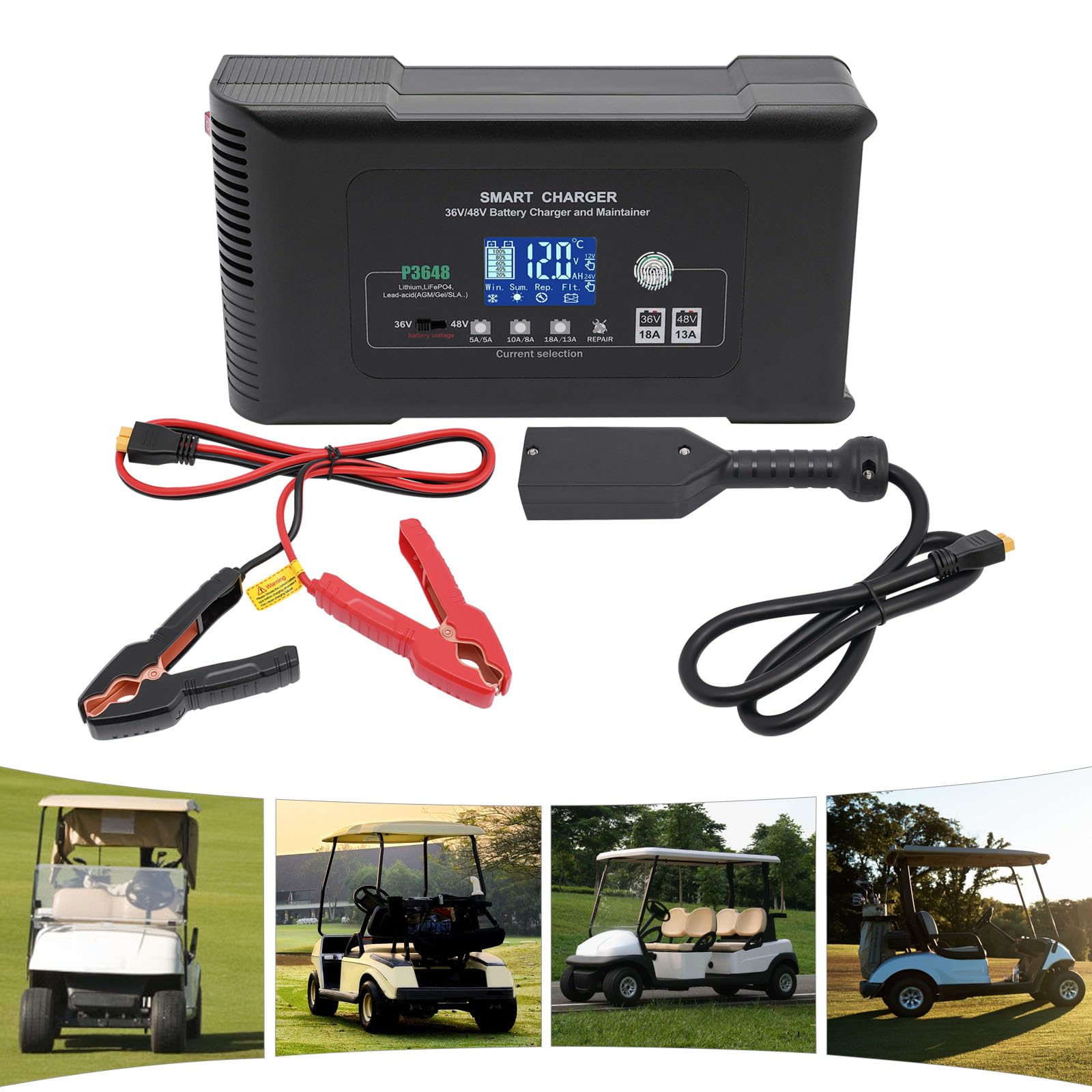 Ładowarka do samochodu Golf Cart 36 V Golf Cart ładowarka do akumulatora samochodowego ładowarka samochodowa litowa inteligentna ładowarka do akumulatorów litowych LiFePO4 kwasowo-ołowiowych