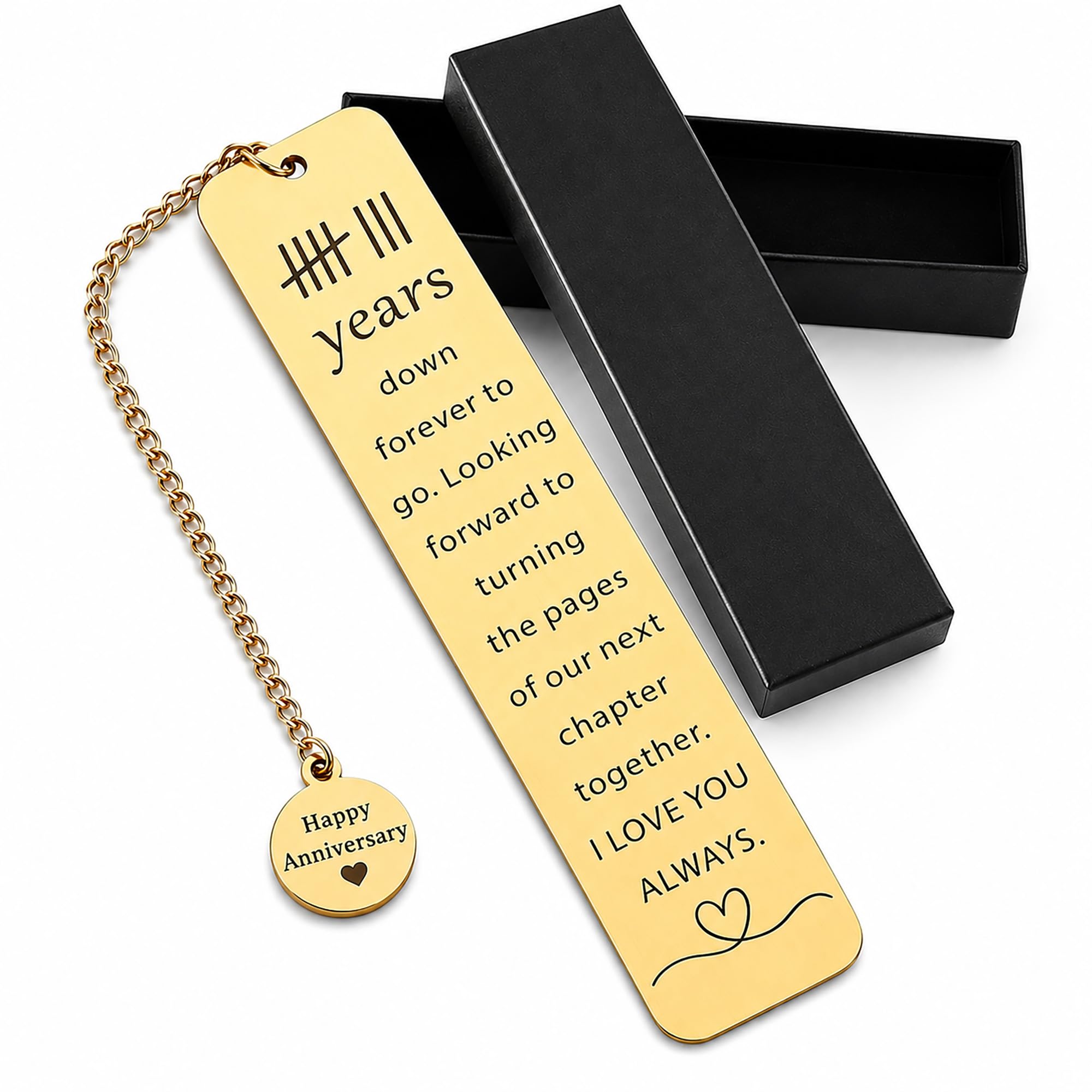 8th Wedding Anniversary Gift, Bronze Bookmark for Couples with Gift Box