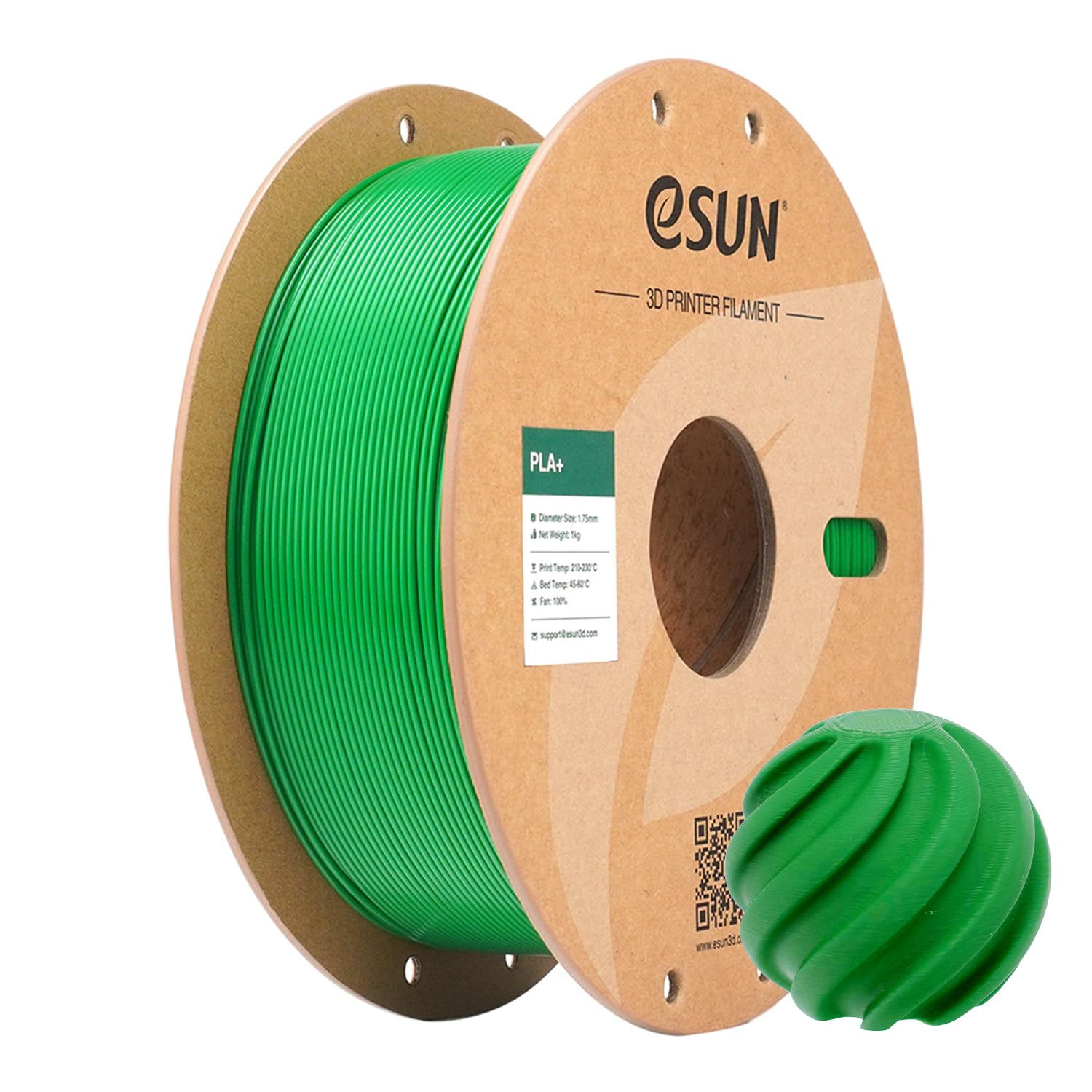 eSUN PLA+ Filament 3D Printer Filament PLA Plus 1KG Grass Green | PLA Plus 1.75mm, Dimensional Accuracy +/- 0.03mm, 1KG Spool (2.2 LBS) 3D Printing Filament for 3D Printers