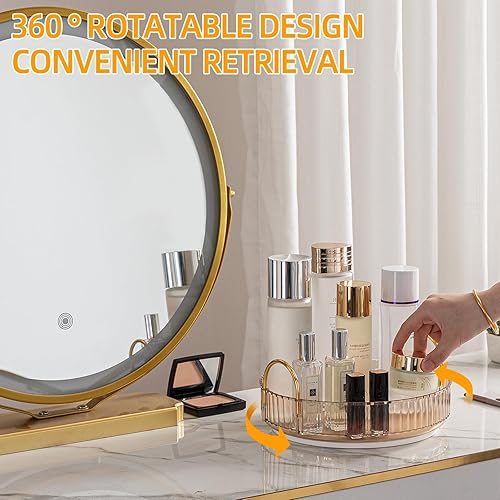 Miniatura 7 de Organizador de maquillaje para tocador, encimera giratoria de 360, organizador de cosméticos y cuidado de la piel de alta capacidad, giratorio para