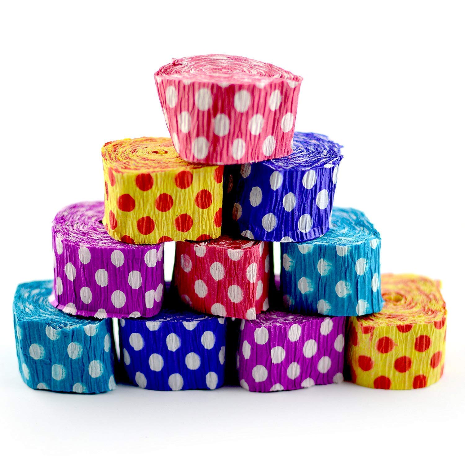 Crepe Paper Streamer Ribbon Roll for Party Decoration | Wavy Zigzag Design | DIY Craft Supplies for Birthday, Baby Shower, Wedding, Festival & Event Decoration | 12 Rolls | Assorted Colors (DOT)-image-27