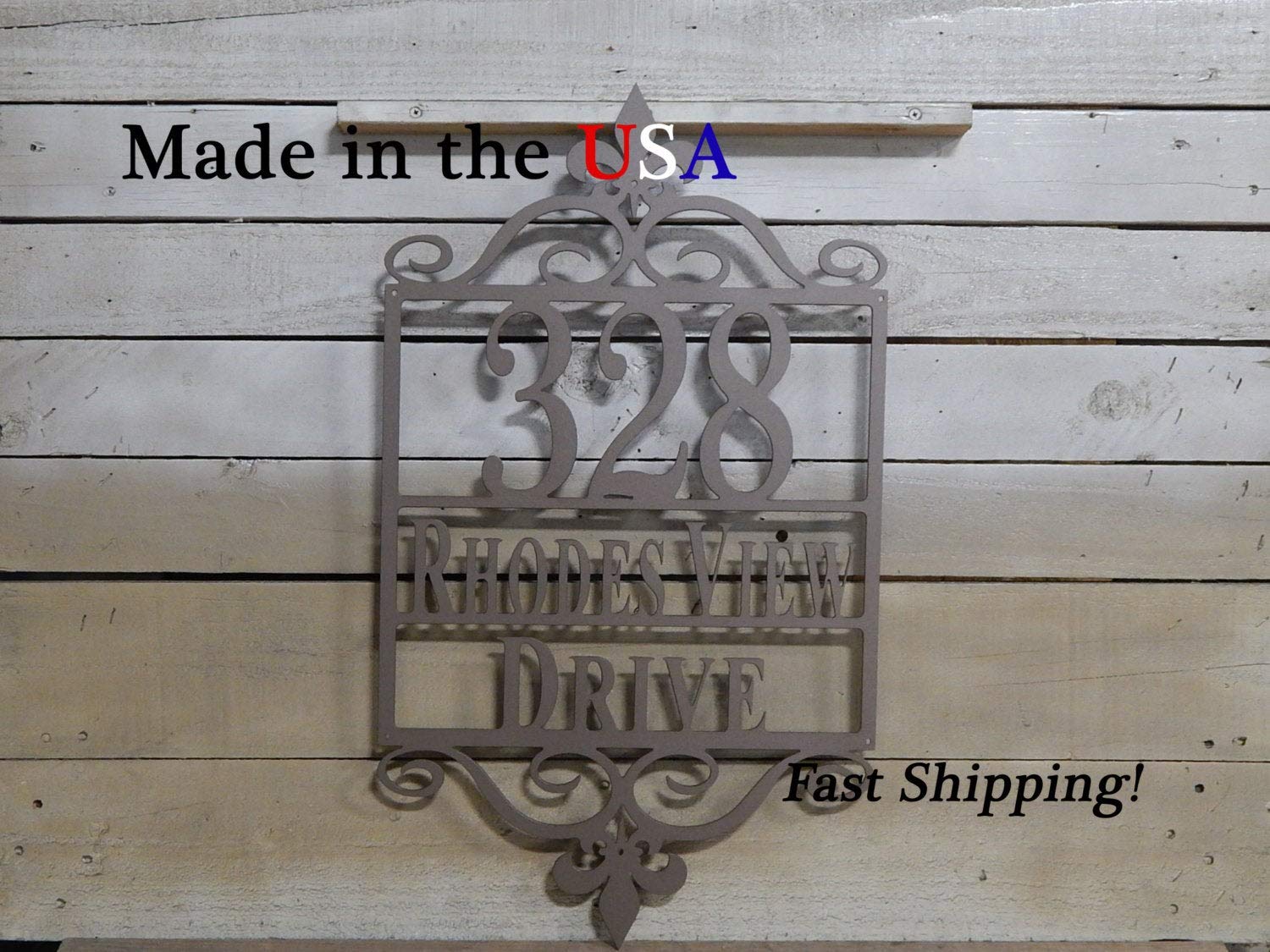 Amazon Com Evyann Designs Fleur De Lis House Number Mailbox Plaque Address Plaque Metal Sign Mailbox Number Address Number Outdoor Wall Art Number Sign Hn1065 Garden Outdoor