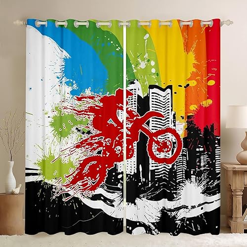 Miniatura 18 de Feelyou Cortinas opacas azules de coche de carreras, cortinas opacas para niños y niñas, cortinas de ventana de auto de carreras, tratamiento de