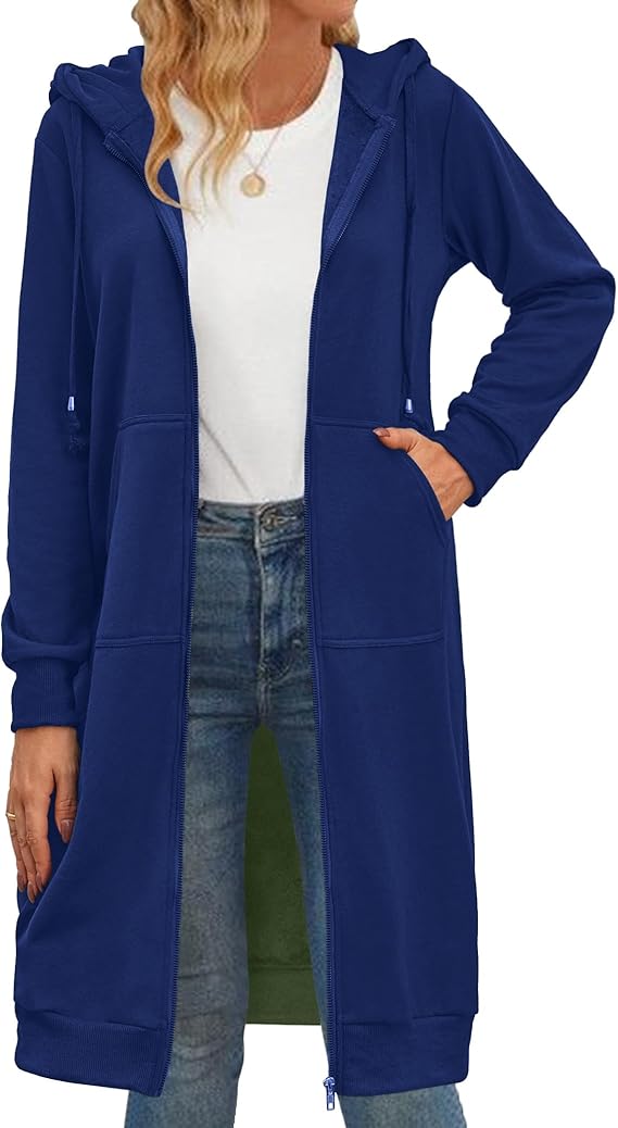 Zeagoo Women's Zip Up Hoodies Oversized Fleece Long Tunic Sweatshirts Casual Long Sleeve 2024 Fall Hoodie Jacket Coat
