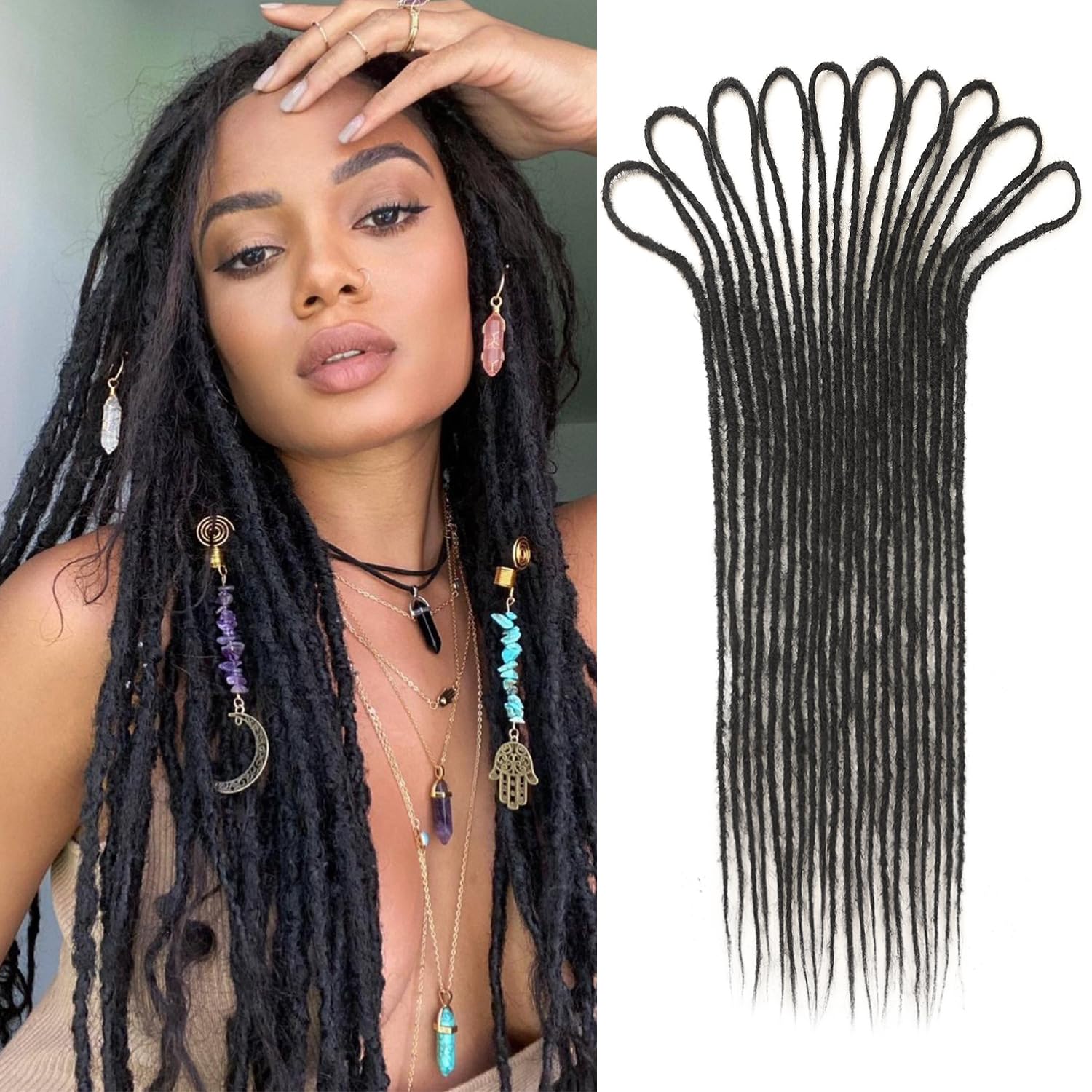 HANNE 24 Inch Double Ended Dreadlock Extensions for Black