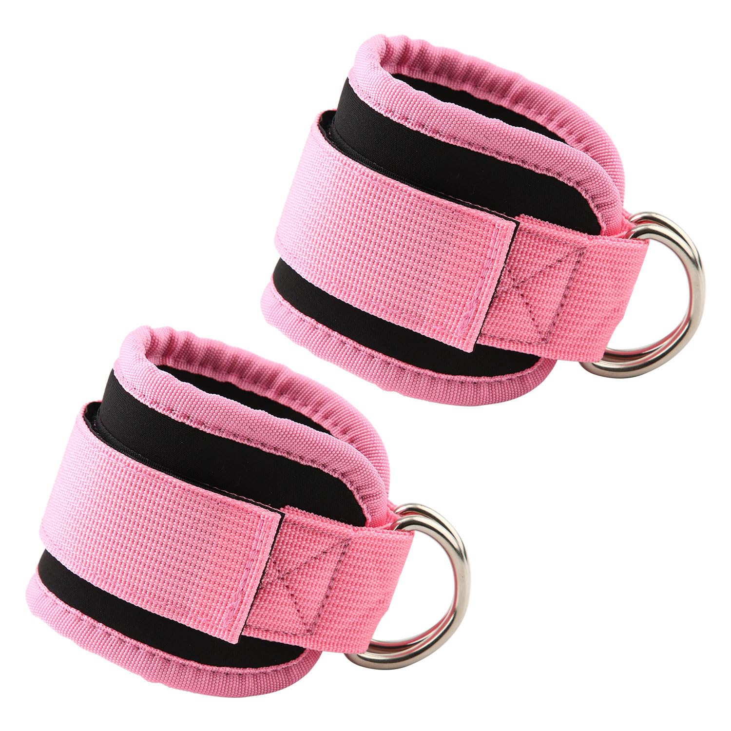 Gosknor 2pcs Gym Ankle Strap for Cable Machine, Neoprene Padded D Ring Leg Band Adjustable Fitness Foot Ankle Wrist Cuffs for Women Men Glute
