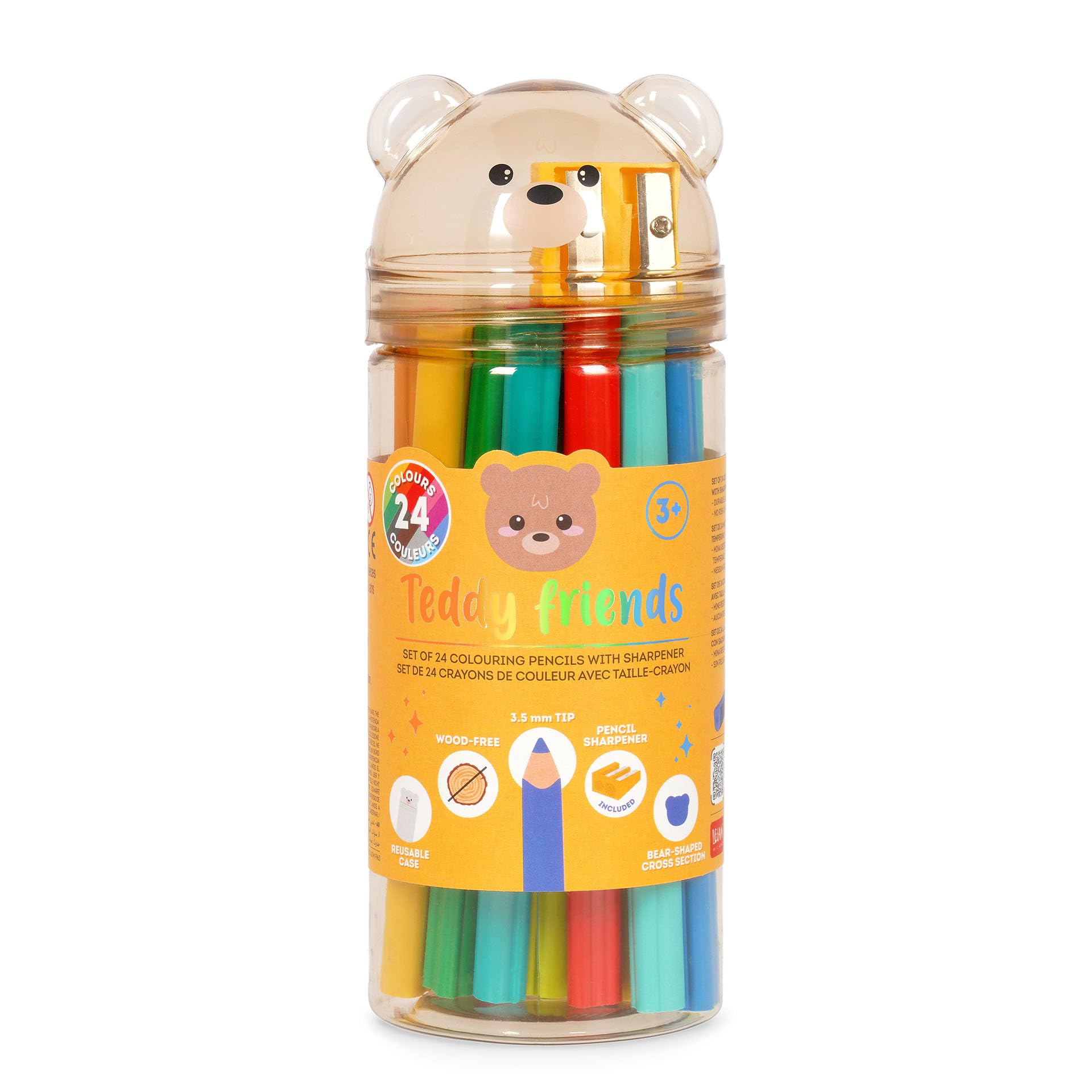 Legami Set mit Buntstiften mit Spitzer Teddy Friends