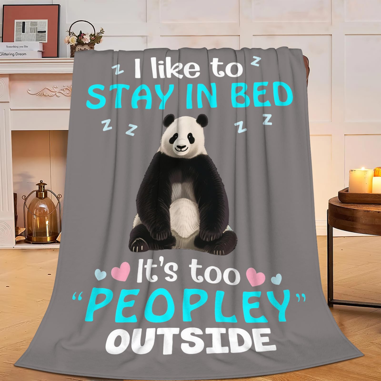 Panda Blanket, Soft Plush Fleece Animal Throw Blanket - Cozy Warm Stuffed Blankets Bedding Funny Panda Gifts for Women Girls Kids Adults 40"X50"