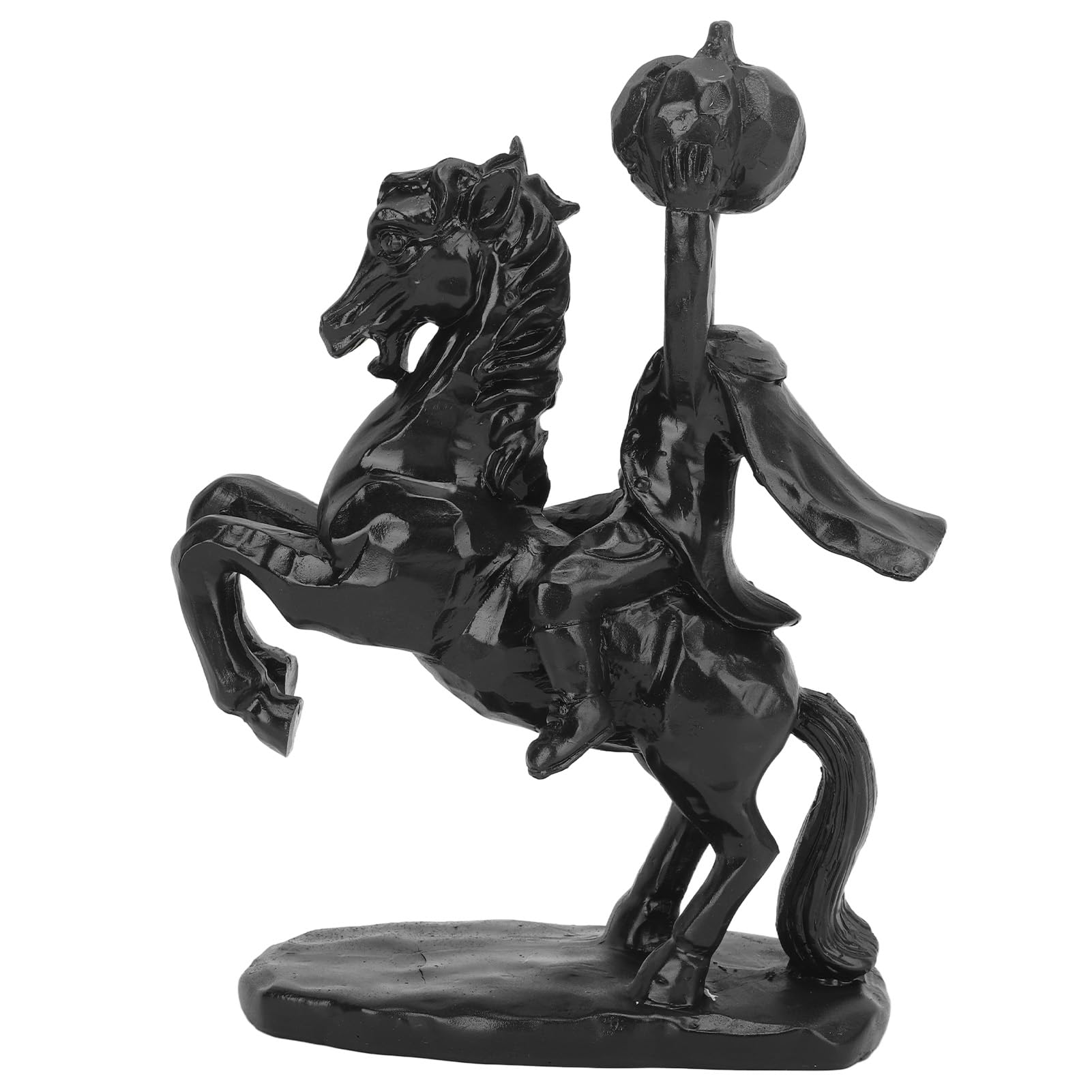 Verdant Touch Headless Horseman Statue Headless Horseman Statue 22cm, Handmade Resin Halloween Decor Sculpture with Pumpkin, Horror Figurine