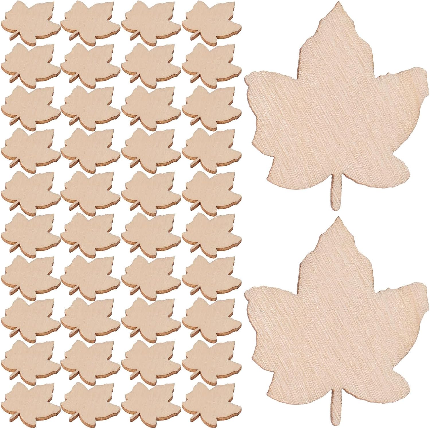 Rustic Maple Leaf Wooden Craft Slices 1.26 Inch Unfinished Wood Cutouts for DIY Fall Decorations and Seasonal Home Embellishments