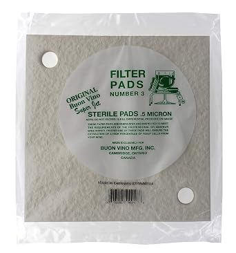 Home Brew Ohio Sterile 0.5 Micron Pads for Buon Vino Super Jet No.3 Filter System Pack of 3