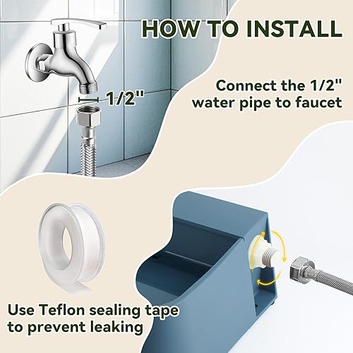 Miniatura 4 de Lesypet Bebedero automático para perros, 67 onzas (2 litros), llenado automático con manguera de agua para pollo, ganado, animal, azul