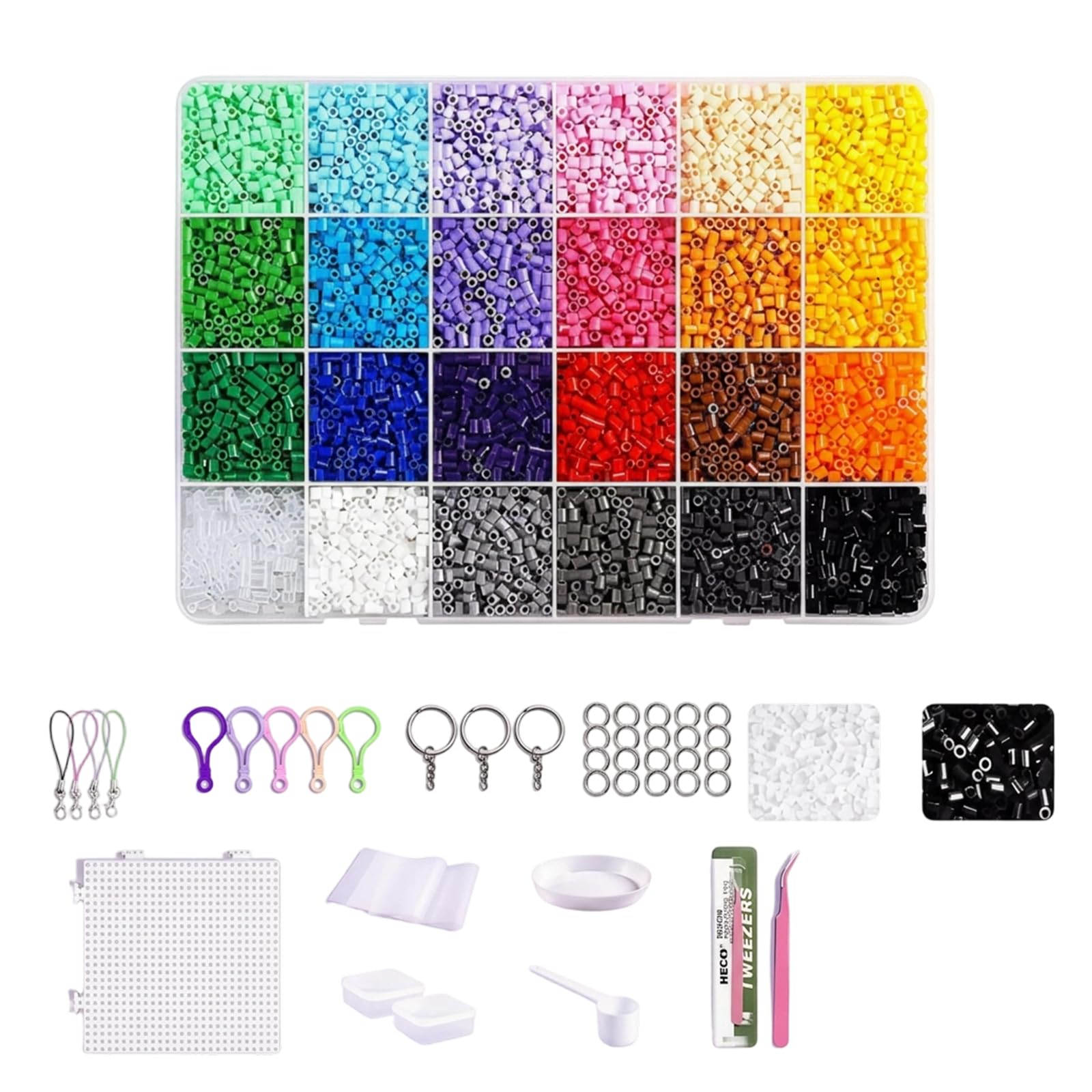 24 Colour Fuse Beads Set with Accessories, Perler Beads Hama Beads