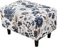 Vista 14 de KRFOONN Fundas otomanas elásticas rectangulares para reposapiés, cubiertas para taburete con estampado, funda otomana para taburete de pie