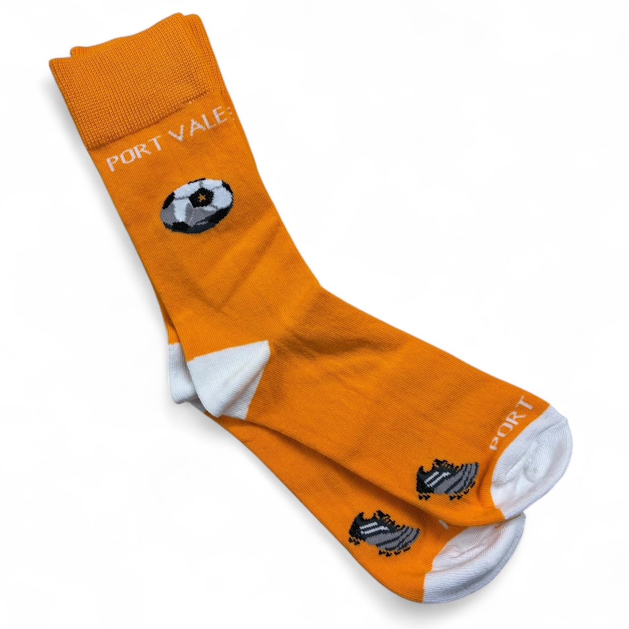 White Cotton Cards Unisex Port Vale Valiants Fc Football Club - Football Fan Novelty Socks. Size Uk Adults 8-12 (S-Fb101)