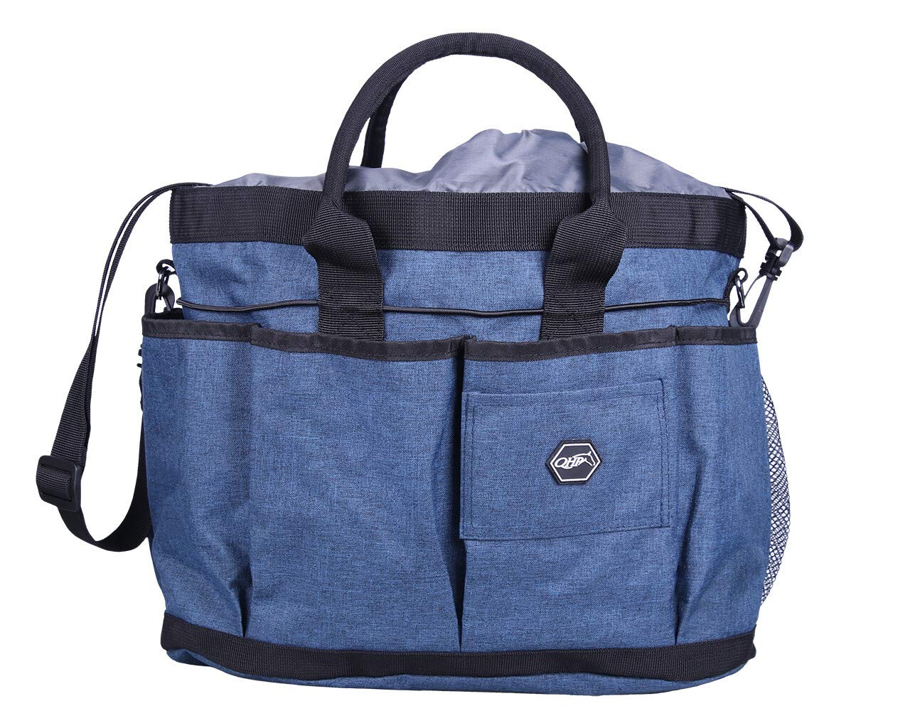 QHP Putztasche Tragegriffe Schulterriemen Gummizug viele Fächer (Blau)