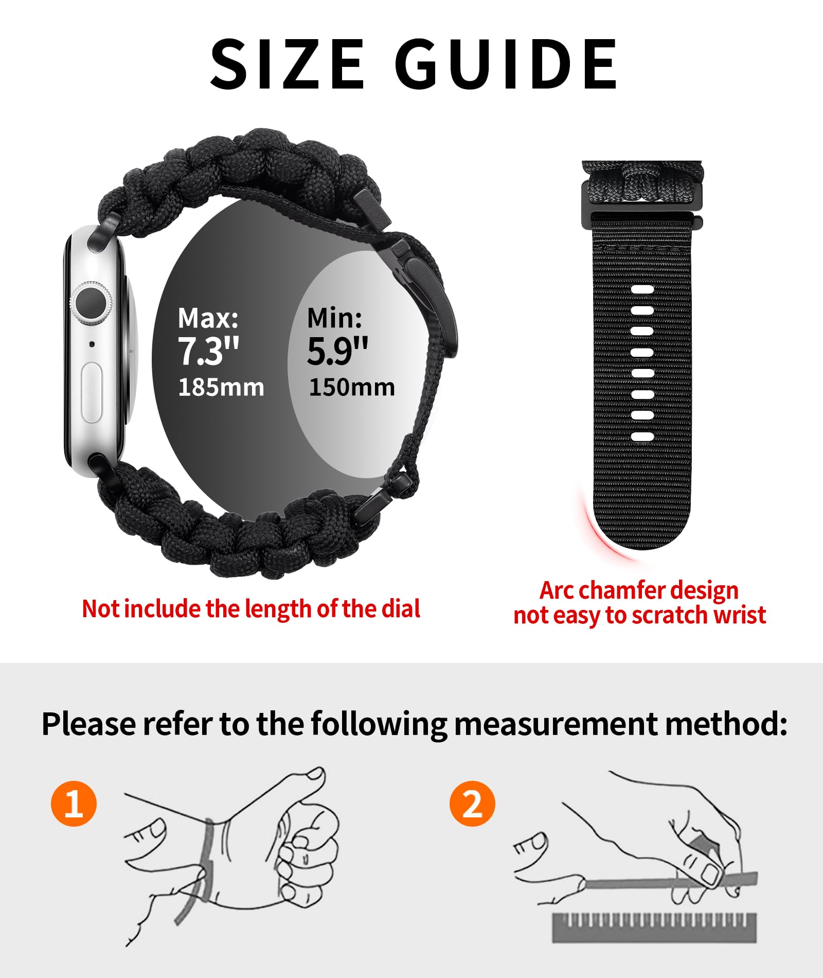 BINLUN Kompatybilny z Apple Watch ręcznie pleciony pasek Paracord 550, 42 mm, 44 mm, 45 mm, 46 mm, 49 mm, sportowy, nylonowy zamiennik paska do iWatch Ultra 10, 9, 8, 7, 6, 5, 4, 3, 2, 1, SE, dla