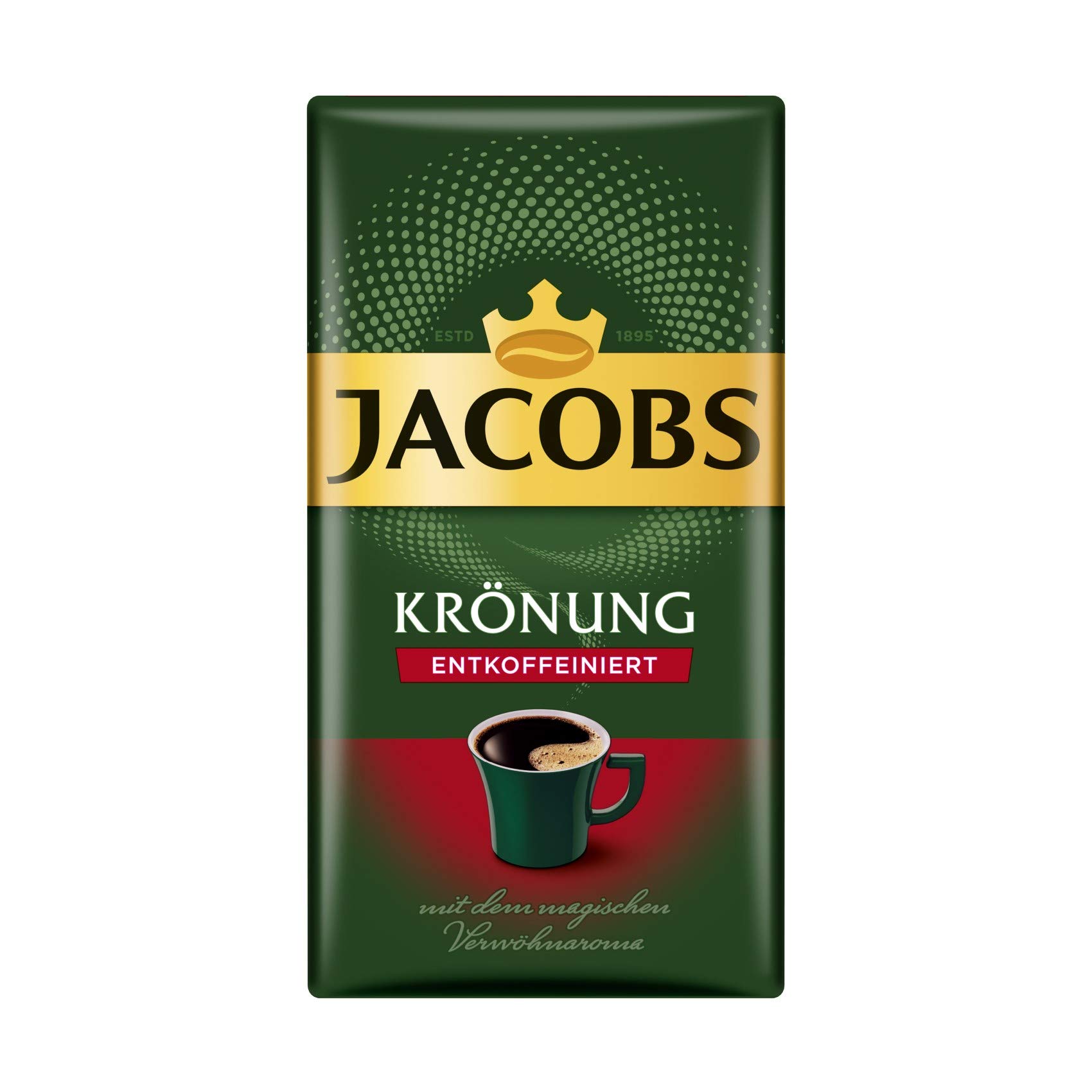 Jacobs Filterkaffee Krönung Entkoffeiniert, 12er Pack, 12 x 500 g gemahlener Kaffee
