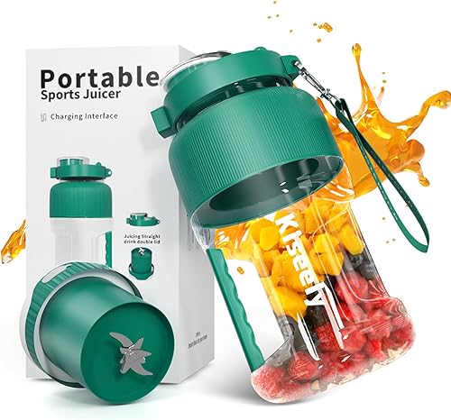 Licuadora portátil, licuadora de jugo de viaje para batidos y batidos, batidora de frutas de 17 onzas con baterías recargables, licuadora de