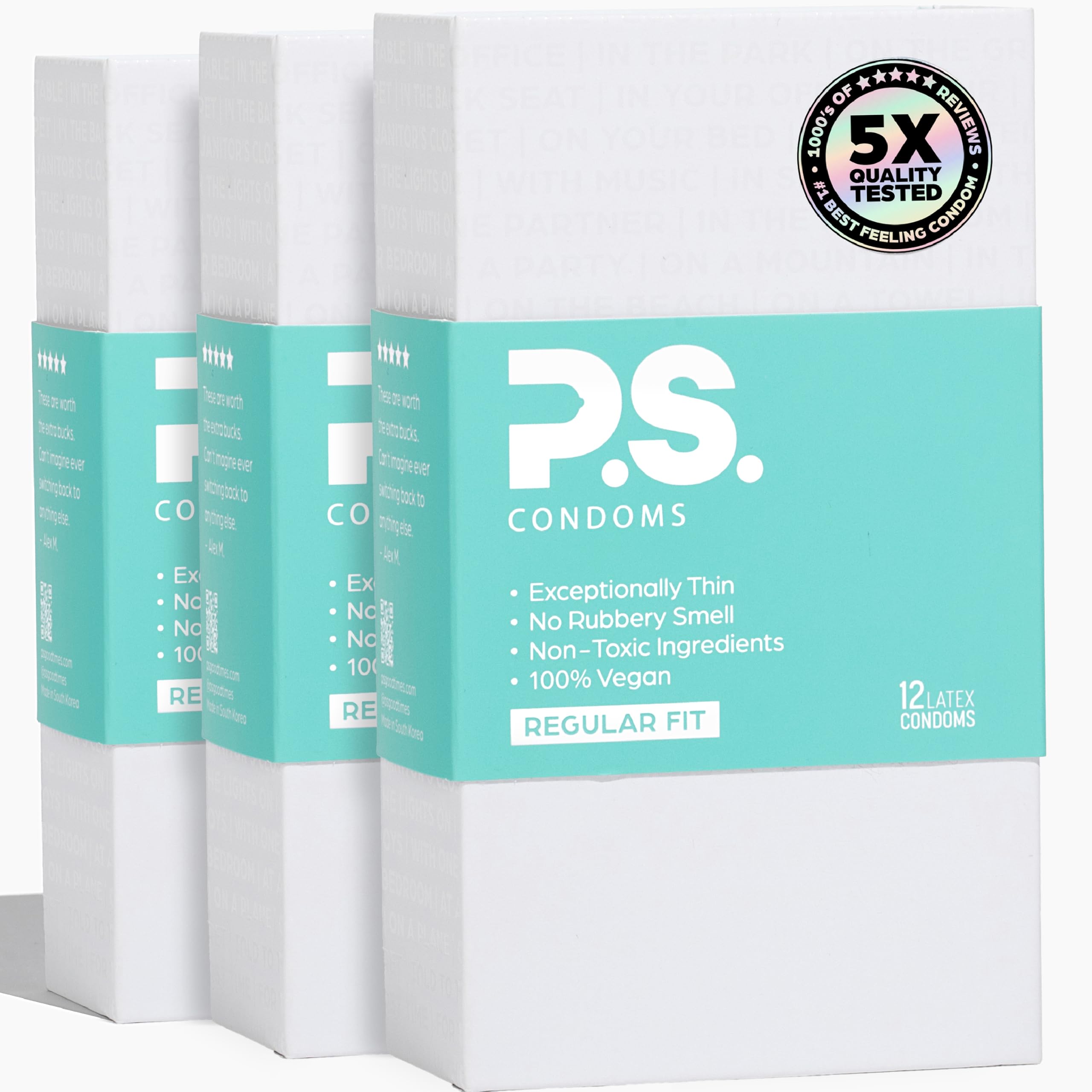 PS Condoms Exceptionally Thin Latex Condoms, Clean &amp; Odorless, 36 Pack