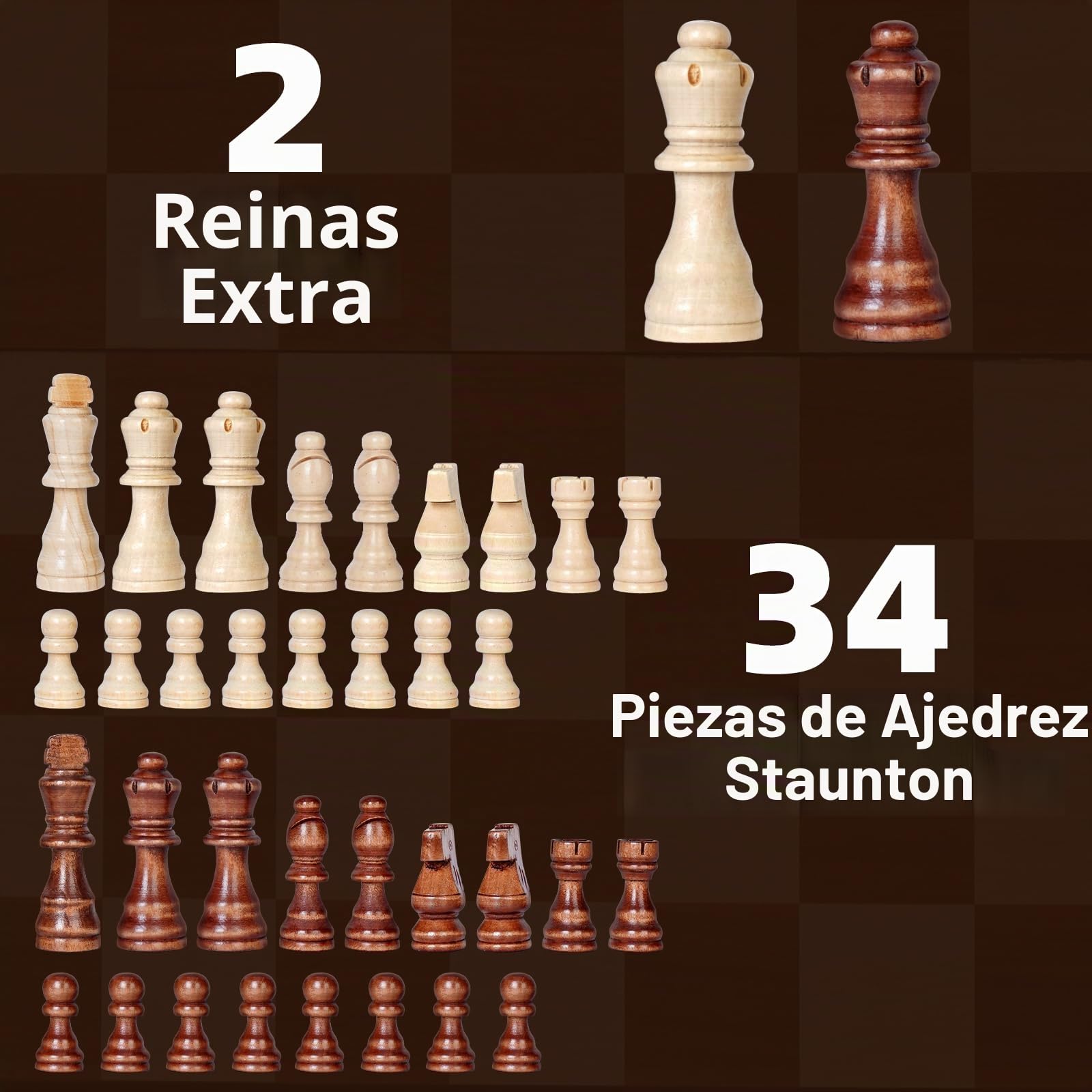Ajedrez Magnetico Plegable, 2 en 1 Ajedrez Madera 39×39 cm Tablero de Magnetic Chess Game, Chess Set Damas Juego de Mesa con Bolsa de Almacenamiento, Juego para Viaje y Fiesta