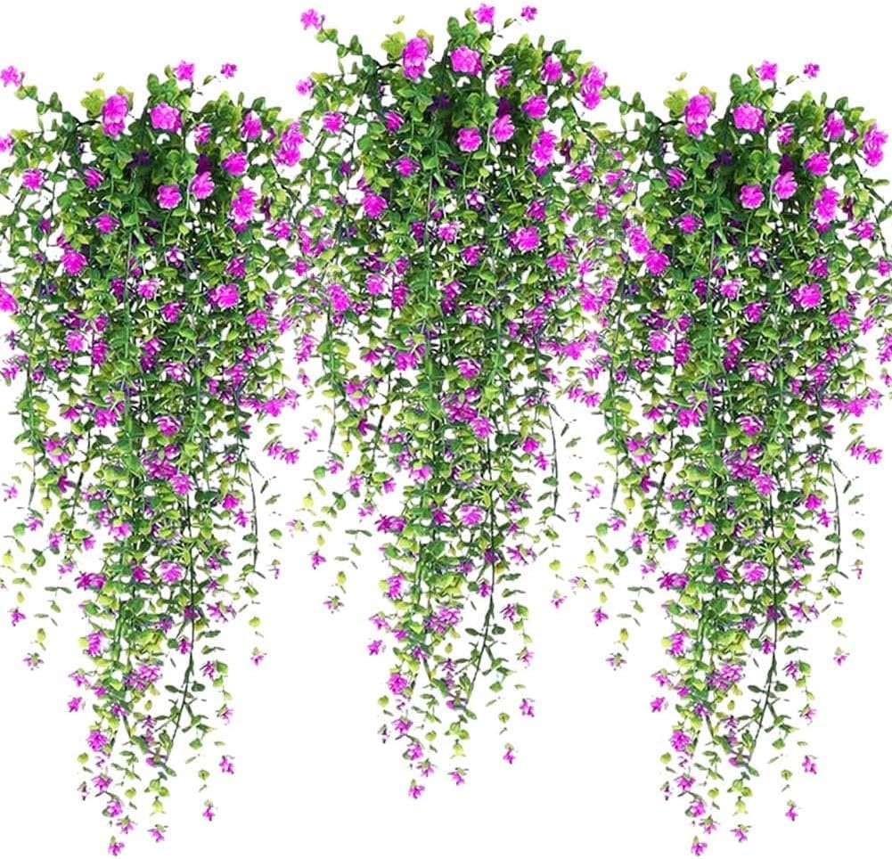 WYTE ORIGIN Plantas colgantes artificiales de vid de helecho, decoración de hojas de hiedra falsas para interiores y exteriores, decoración de follaje sintético para sala de estar, balcón, jardín