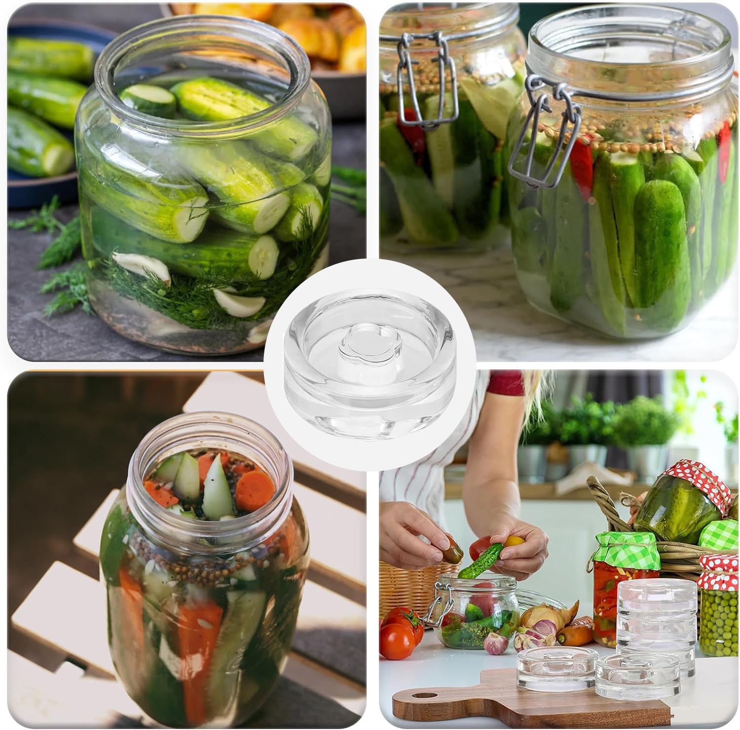 Pesi Per Fermentazione Ø15 Cm Con Asta Regolabile – Griglia Flessibile Per Barattoli 2,5–4 Kg, In Materiale Alimentare Per Crauti, Kimchi E Verdure