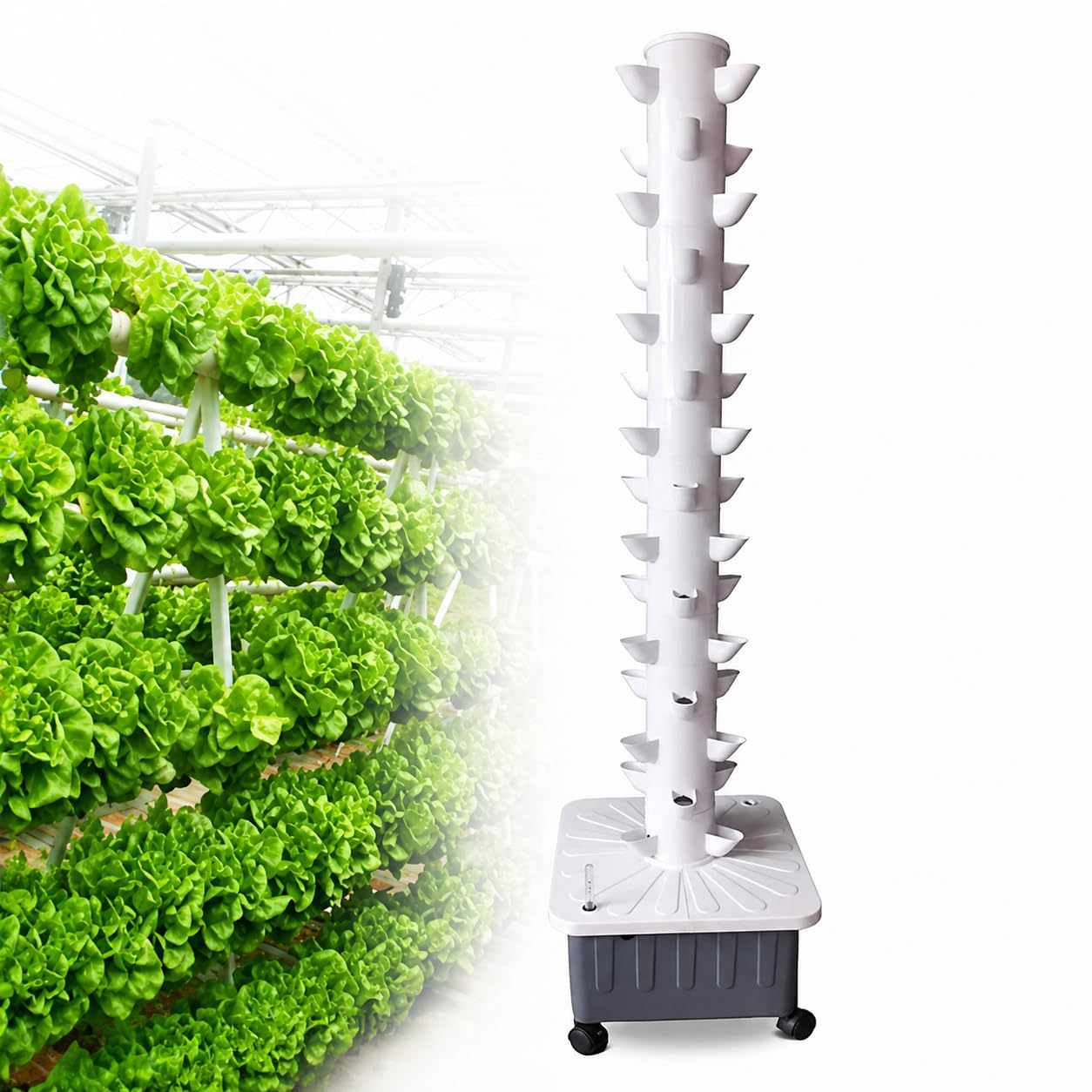15 Floors 45 Holes Hydroponics Tower Set Hydroponic Growing System, Hydroponic Growing Kit, Aquaponics Growing System, Hydroponics Vertical Growing System