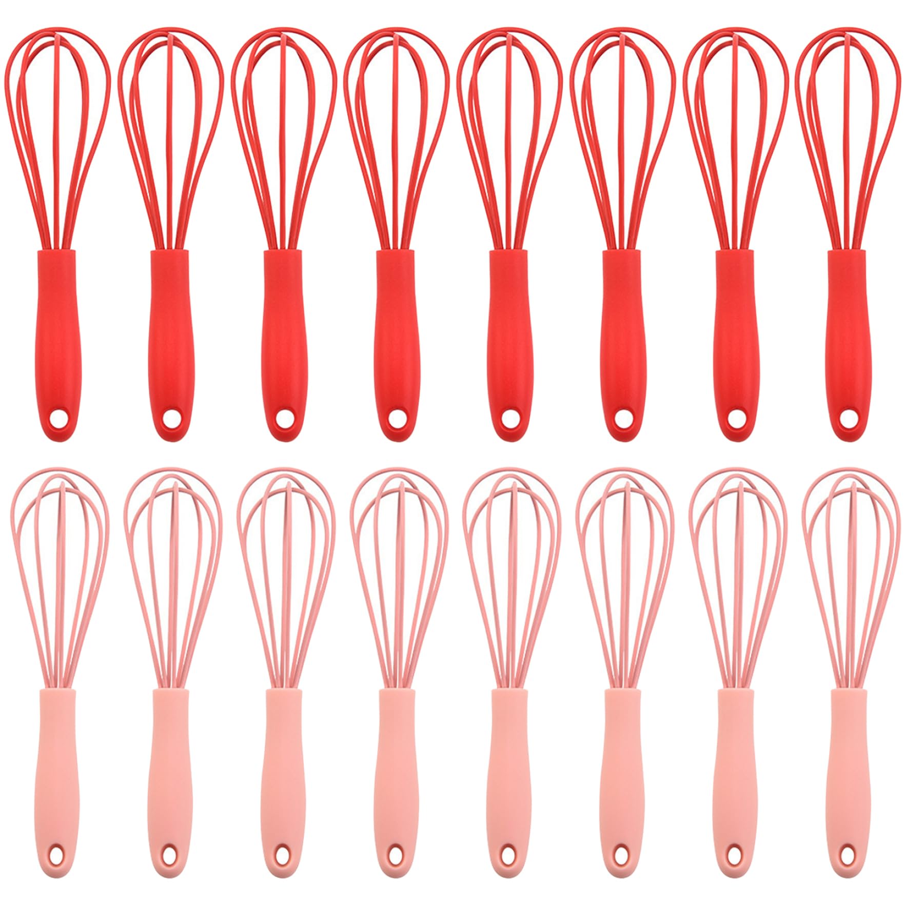 Vervevum Silicone Whisk for Cooking 16Pcs Small Hand Whisk for Non-Stick Cookware 6.6 Inch Egg Beater for Baking, Beating, Frothing & Stirring, Whisks For Cooking