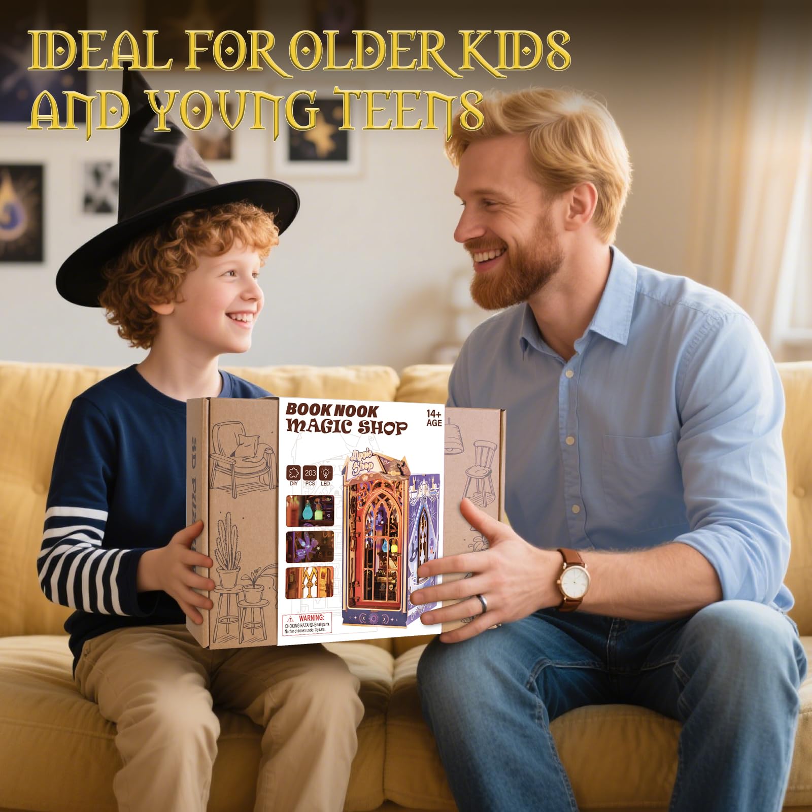 Book Nook Kit - DIY Miniatur Haus mit LED Fluoreszierendem Effek, 3D Puzzle Erwachsene Teens, Booknook Bücherregal Deko, Miniatur Bibliothek Bausatz für Kreative, Geschenk für Erwachsene