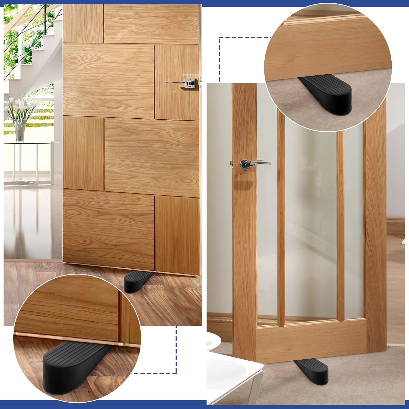 Crosize Black Extra Large Door Stopper, High 1.9 Inches Big Door Stop for Floor Rubber Doorstop