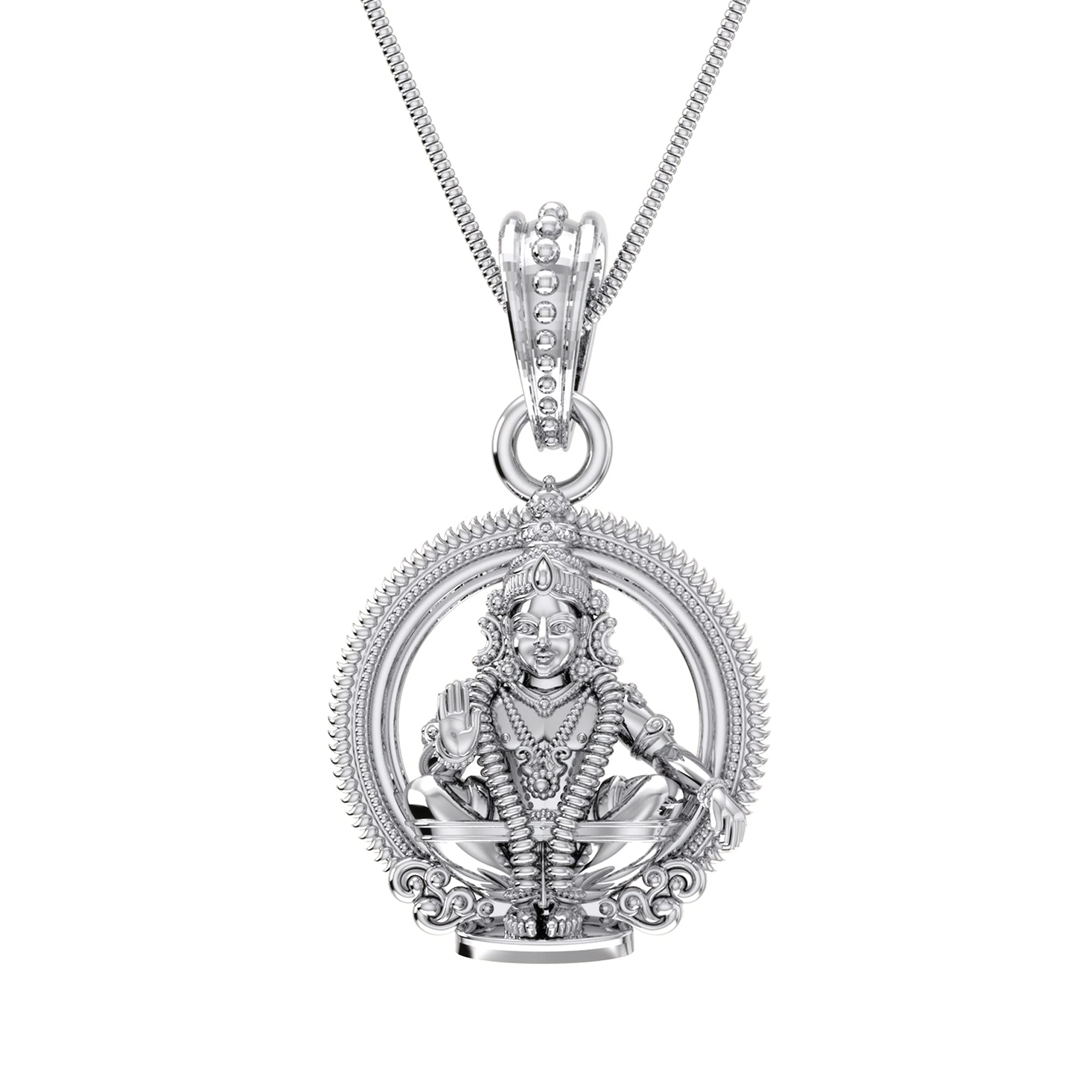 AKSHAT SAPPHIRE Sterling Silver (92.5% purity) Bhagwan God Ayyappa Pendant for Men & Women Pure Silver Lord Ayappa Locket for Good Health & Wealth