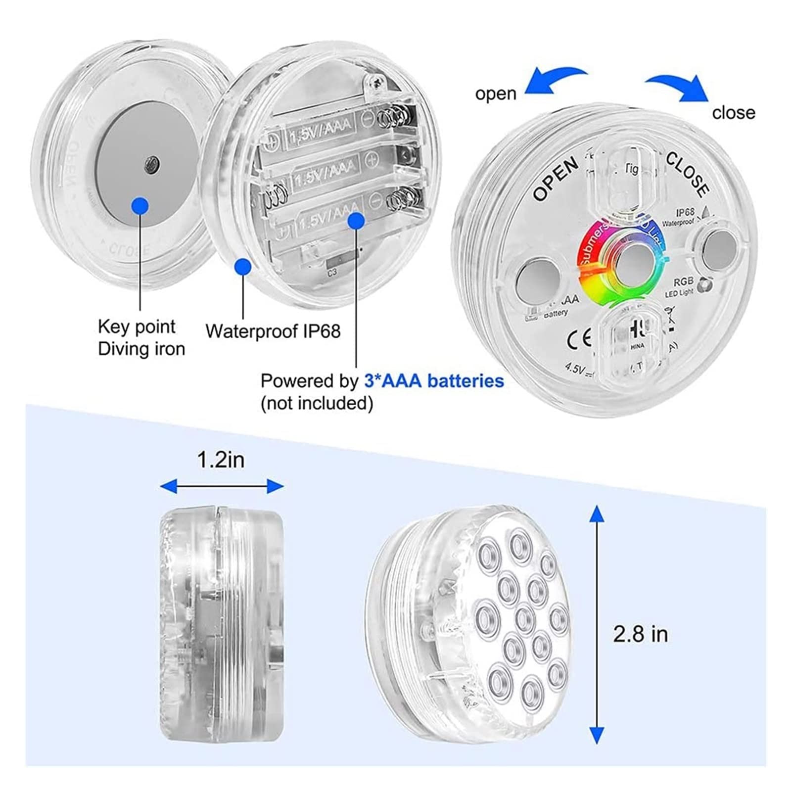 Luci per piscina a LED Remoto impermeabile impermeabile della luce sommergibile del sucker magnetico degli anni Rgb. Luci subacquee for HMOE Party Aquarium Pool Bathtub Vase Decor Per la decorazione d