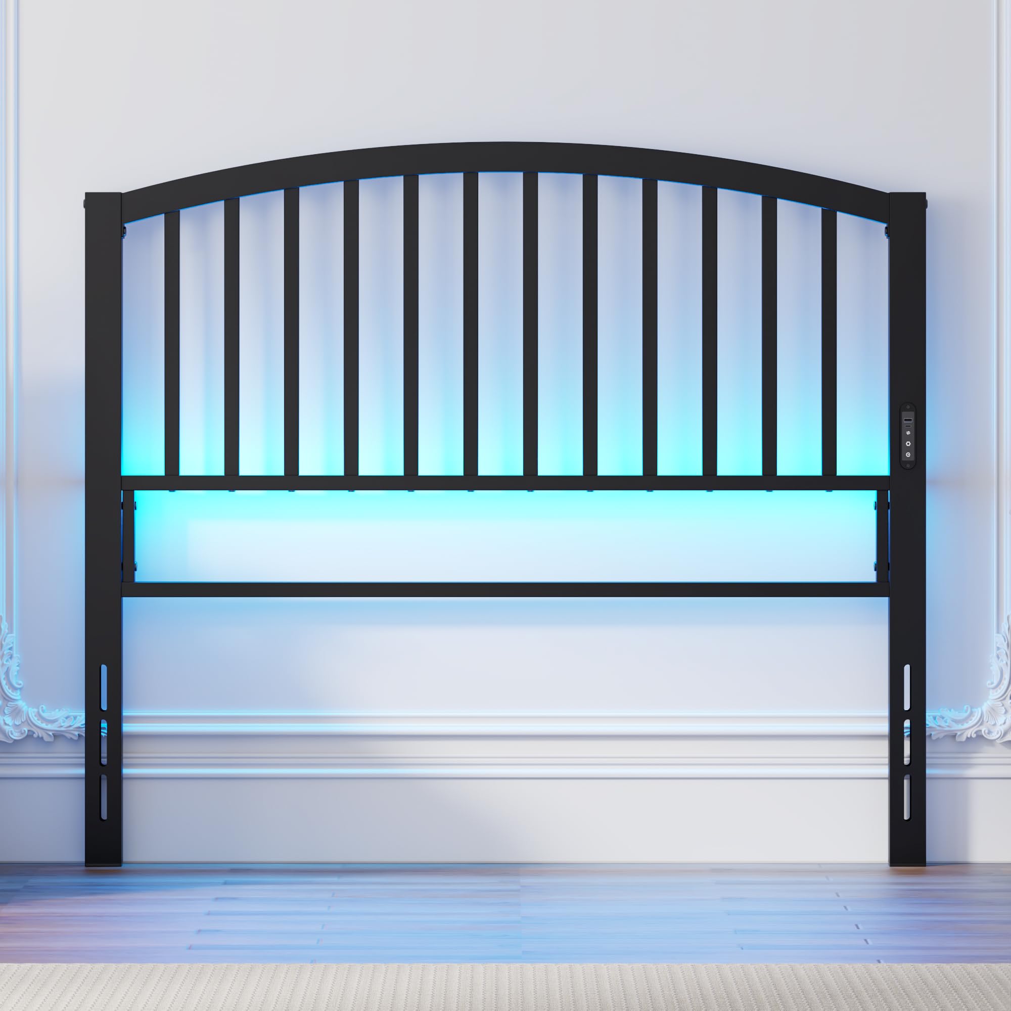 Weehom Full Size Headboard Only, Modern Headboard for Full Size Bed with LED Light, USB & Type C Port and Touch & Remote Control, Metal Headboard,