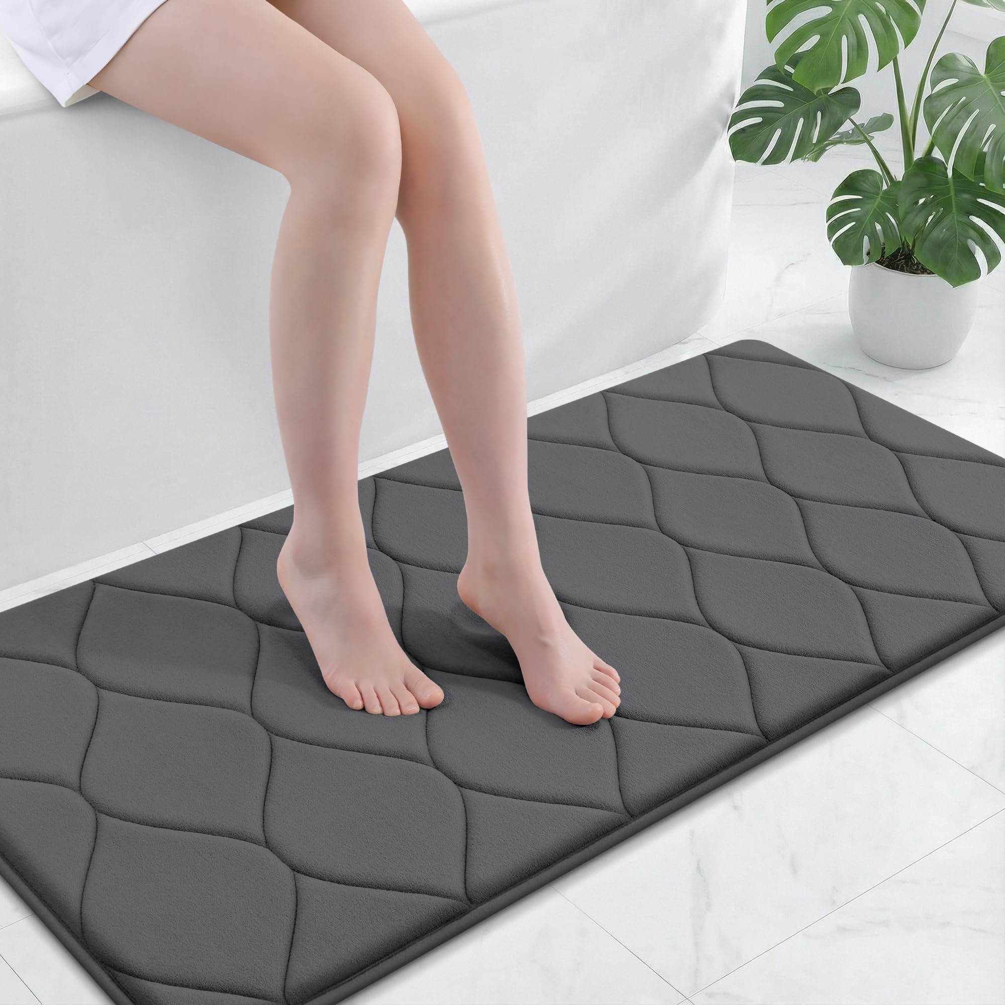 Smiry Memory Foam Bath Mat 47x24, Ultra Soft Absorbent Bathroom Rugs