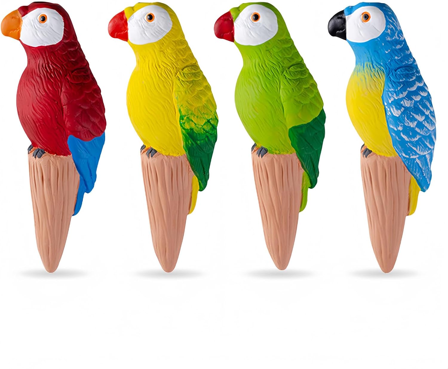 MCleanPin 4 Pack Self Watering Spikes and Globes, Handmade Terracotta Parrot Self-Watering Plant Devices with Slow Release System, Automatic Plant Water Bulbs for Indoor and Outdoor Garden Vacation