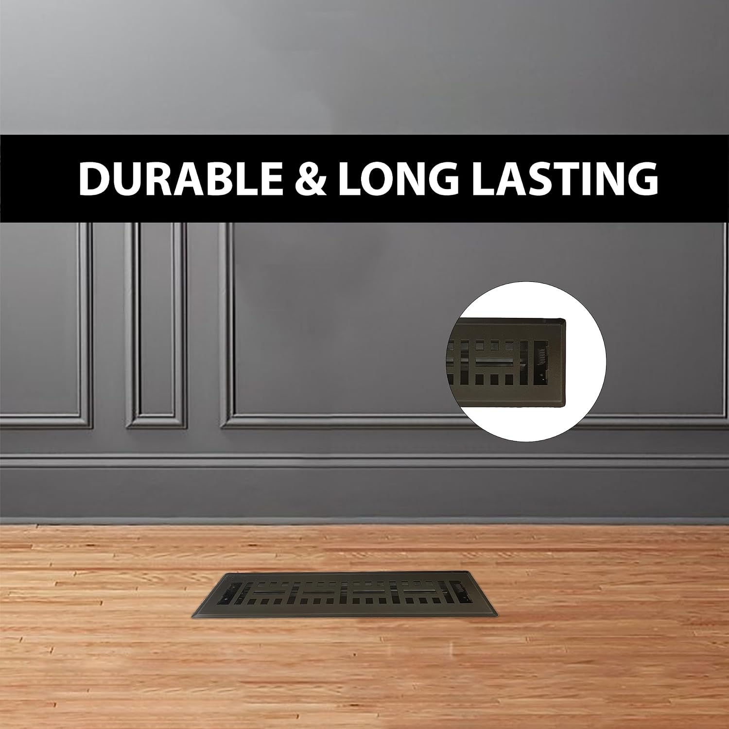 4"x10" Metal Floor Register Vent Cover, Metro Design Bronze Finish, Decorative Steel HVAC Air Vent Grille, Durable Heavy Duty Floor Vent for Home, Easy Install, 5 Pack