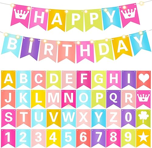 TaoBary Kit de letras personalizadas de 135 piezas para hacer tu propia pancarta para decoración de fiesta de cumpleaños, graduación, incluye 107
