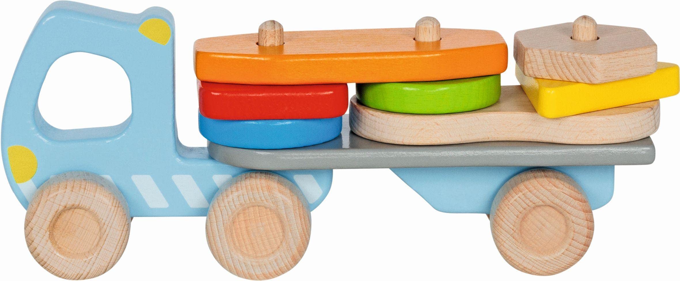 Goki Truck With Stacking Blocks, Traditional Wooden Toys for Young Children, Boys and Girls Ages 2+