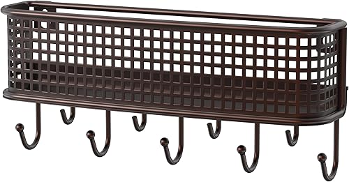 Miniatura 7 de DecoBros Organizador y soporte para llaves, cartas y correo, montaje en pared, bronce.