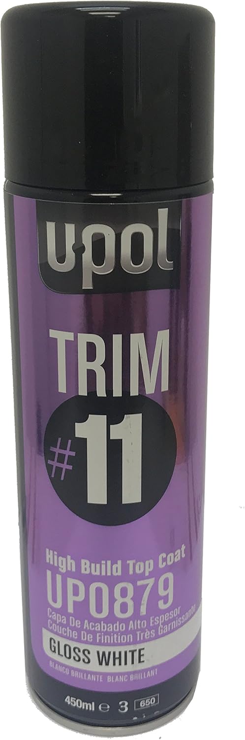 U-POL Trim#11 High Build Top Coat Premium Aerosols, 450ml (12oz) (Gloss White)