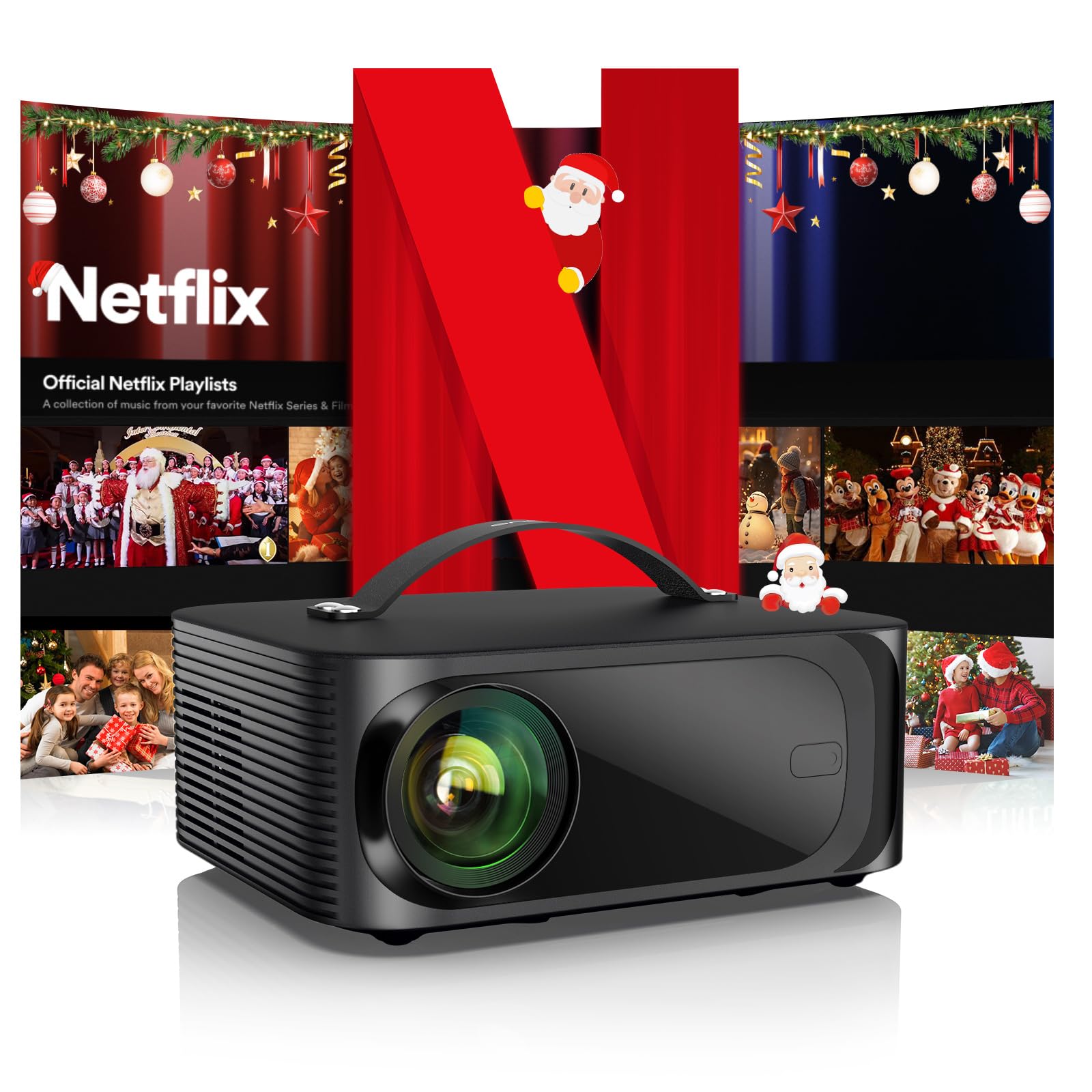 4K Official Netflix & Dolby Audio: 30000LM Remote Focus/6D Keystone Correction WiFi6 Bluetooth Smart Projector Full HD 1080P, ONOAYO Supports 4K Video Projector Home Cinema / Outdoor Mobile Phone