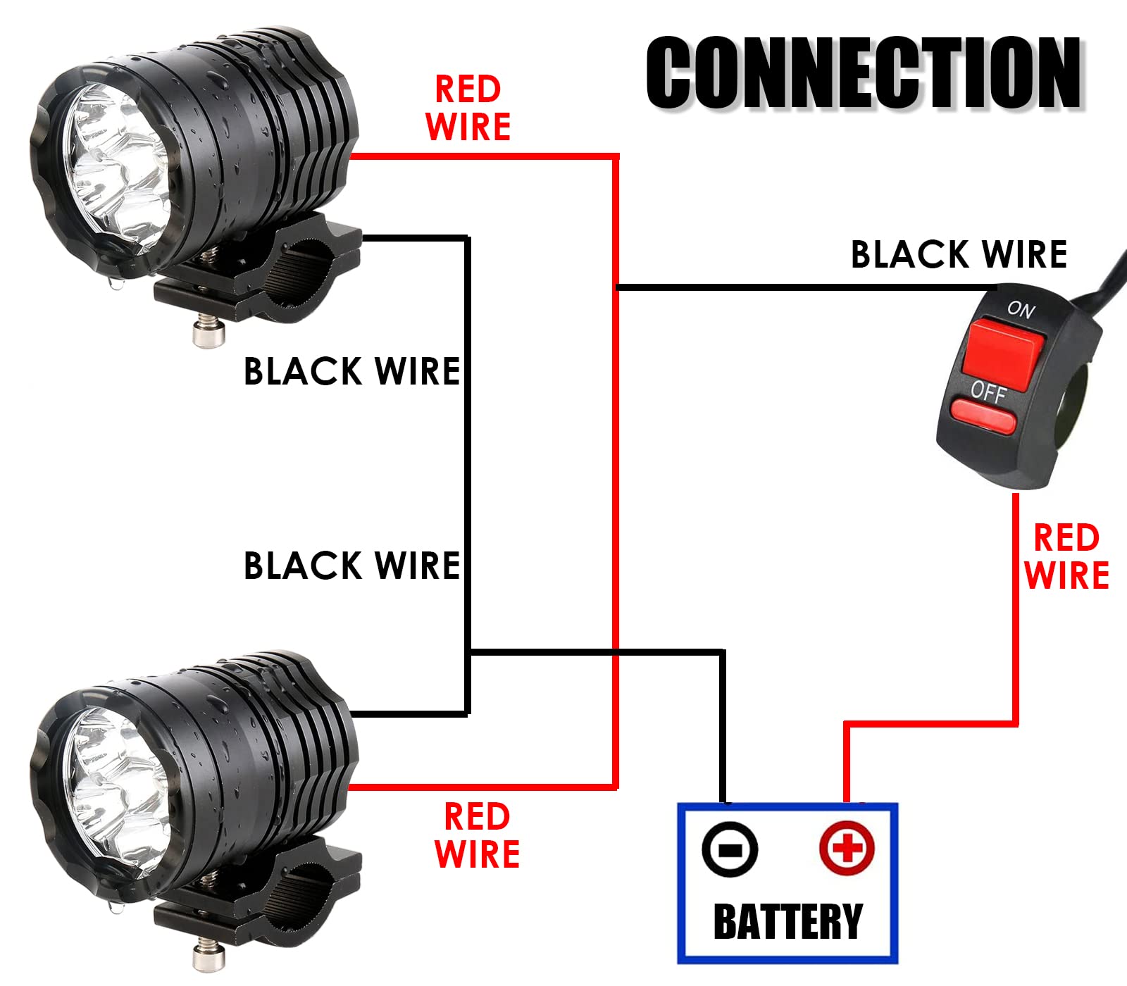 Motorcycle Driving Lights 12-60V 40W 3600LM LED Fog Lights for ATV UTV Bike Car Truck Boat Forklift Waterproof LED Spotlights with 6 Light Beads High Low Strobe Beam Switch Universal (Black 2)