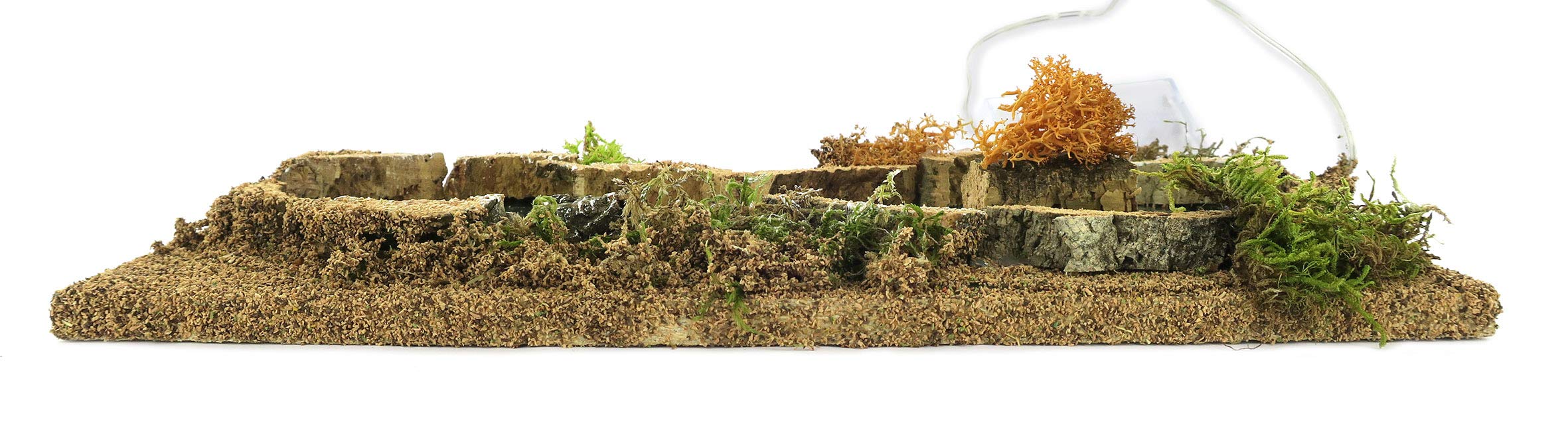 Bertoni Étang Lumineux pour Crèche à Piles | Effet Lumière Nocturne sur l'eau | Bois et Plastique | Adapté aux Figurines 8-12 cm | Produit Italien | 33x13x17 cm