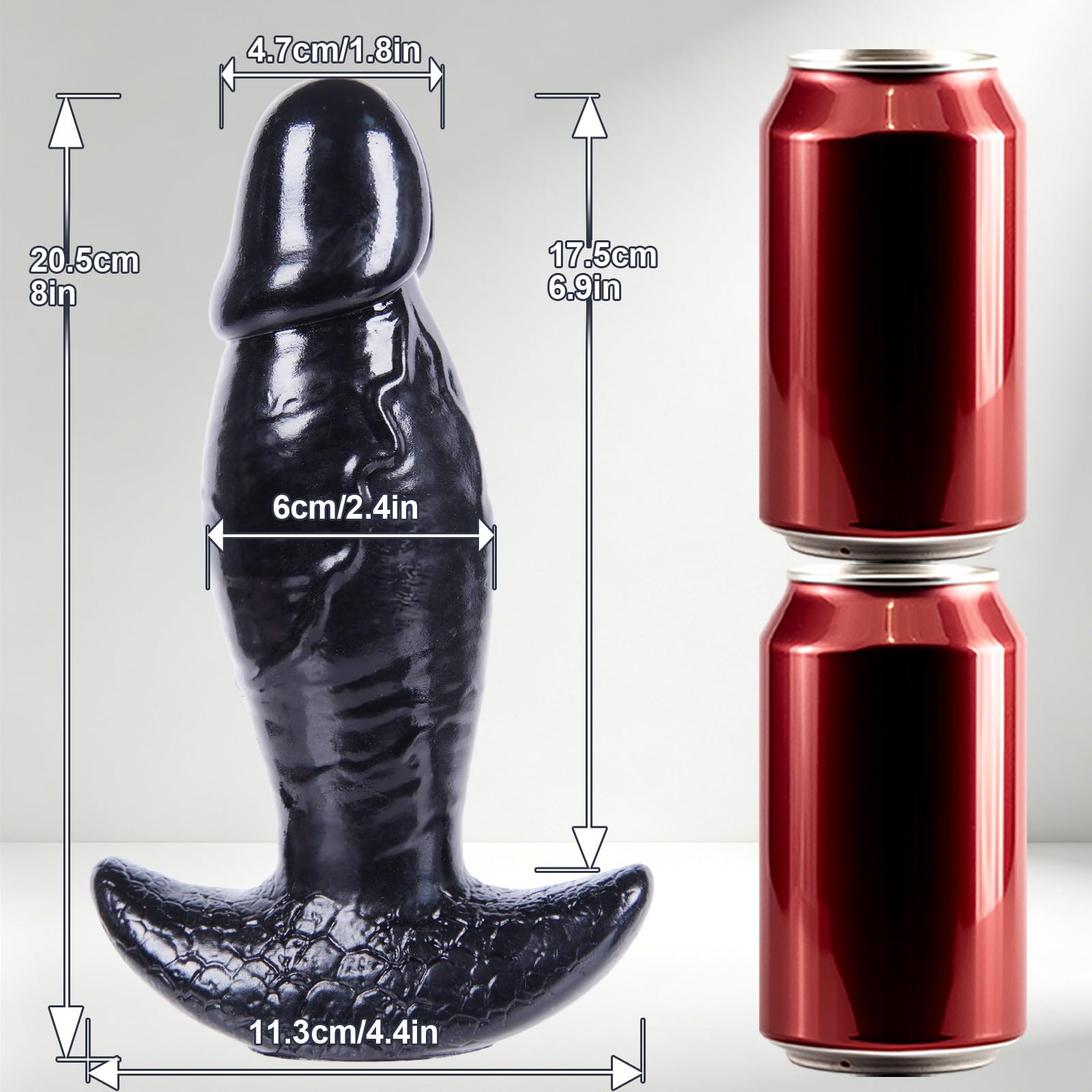 Fallo XXL Gigante Realistico Nero Anale 20,3 cm in Silicone Butt Plug con Base T, Dildo Gigante 6,1 cm Diametro Largo Plug Anale Prostata, Anale Prostata Avanzato Sex Toys per Donna Uomo