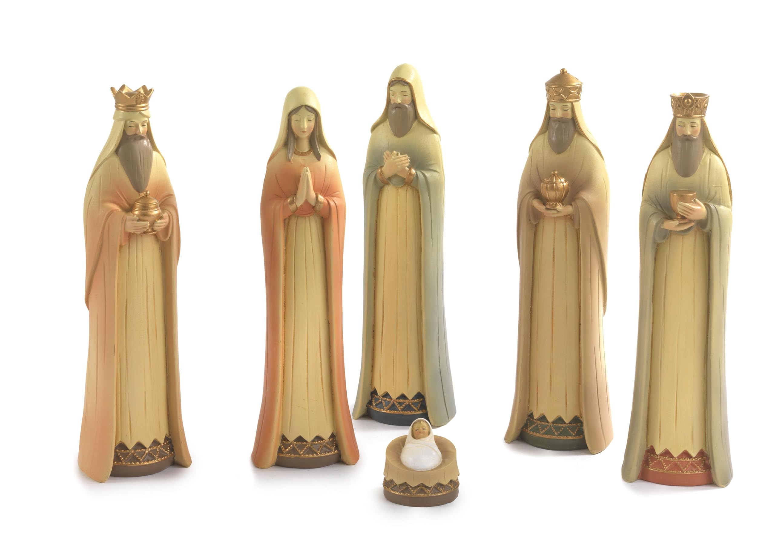 PABEN Natividad de resina efecto madera, 6 figuras de 24 cm