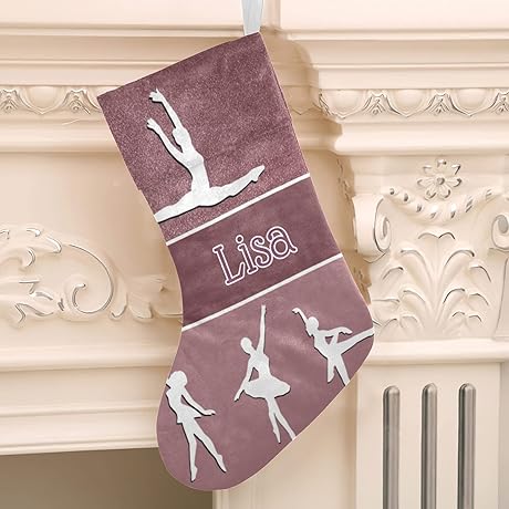 Personalized Christmas Stocking with Dancing Ballerina and Custom Name